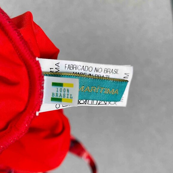 CIA MARITIMA Brasil Red Floral Tie Dye One Piece Swimsuit Womens Size M - Picture 3 of 8